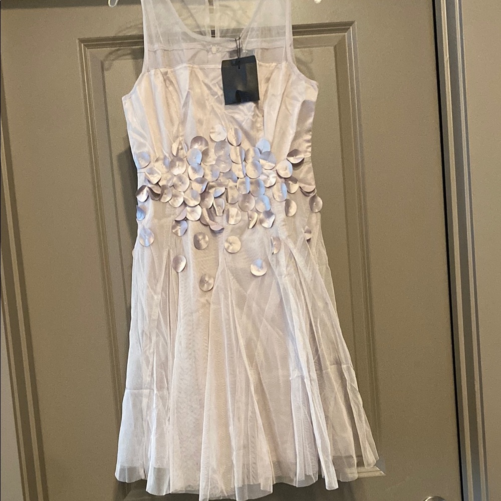 Ryu Anthropologie Elegant Gray Metallic Party Dress NWT Size Small